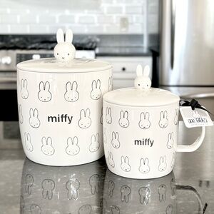 Miffy Black & White Ceramic Cookie Jar and Coffee Cup/Mug Set
